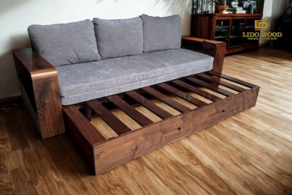 Sofa giường gỗ óc chó
