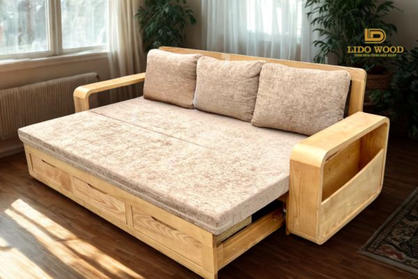 Sofa giường gỗ sồi Châu Âu