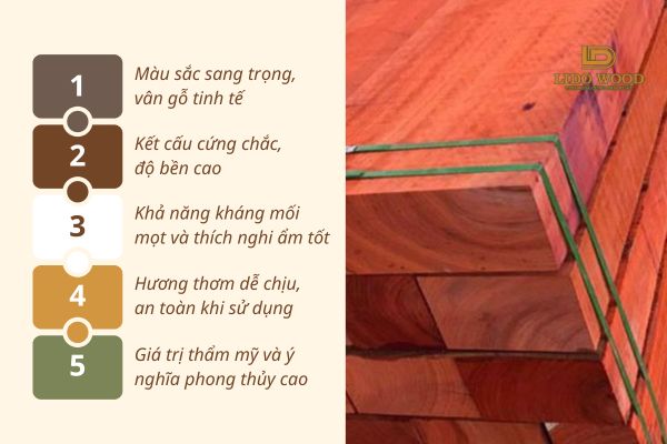 Đặc điểm nổi bật của gỗ hương xẻ sấy